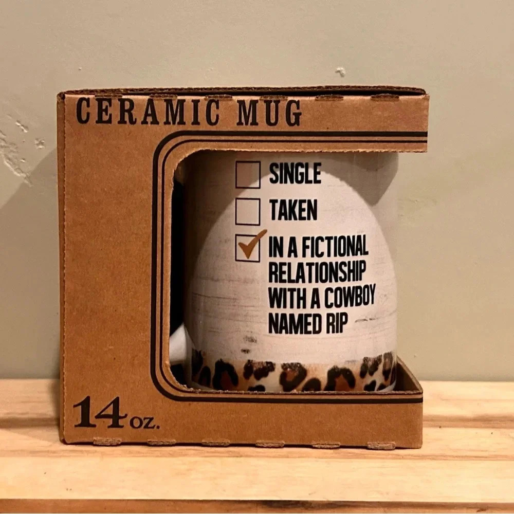 Ceramic Mug for “YELLOWSTONE” fans. White with cheetah print accents. NWTS!